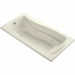 Kohler K-1257-HB Mariposa Collection 72" Drop In Jetted Whirlpool Bath Tub with Reversible Drain Biscuit Tub Whirlpool Drop-In