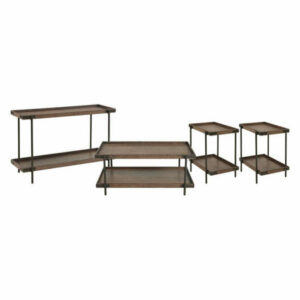 Kyra 4-Piece Oak and Metal Living Room Set