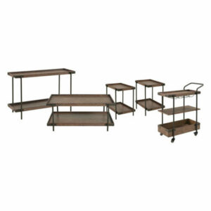 Kyra 5-Piece Oak and Metal Living Room Set