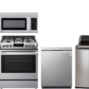 LG 6 Piece Kitchen Appliances Package with Side-by-Side Refrigerator, Gas Range, Dishwasher and Over the Range Microwave in Stainless Steel LGRERADWMW