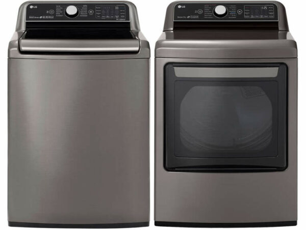 LG Graphite Steel Top Load Washer with Gas TurboSteam Dryer Package