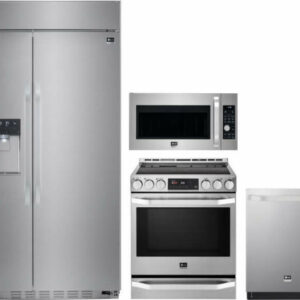 LG Studio 4 Piece Kitchen Appliances Package with Side-by-Side Refrigerator, Electric Range, Dishwasher and Over the Range Microwave in Stainless Stee