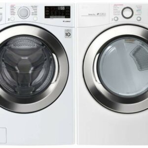 LG White Front Load Steam Washer and Gas Steam Dryer Laundry Package