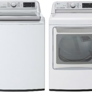 LG White Top Load Washer and TurboSteam Gas Dryer Laundry Package