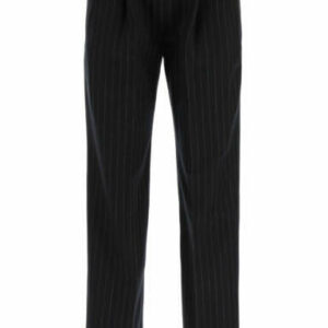 LOULOU STUDIO MORETTA PINSTRIPE TROUSERS WITH ELASTIC BAND XS Black, Grey Wool