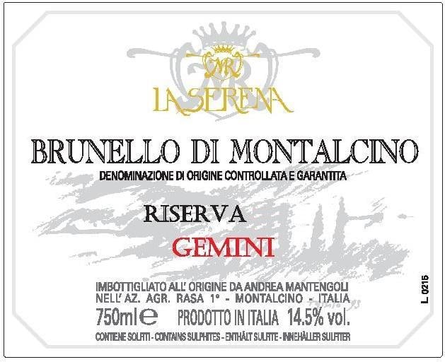 La Serena 2012 Brunello di Montalcino Riserva Gemini - Sangiovese Red Wine
