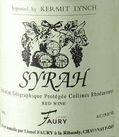 Lionel Faury 2018 Collines Rhodaniennes Syrah - Syrah/Shiraz Red Wine