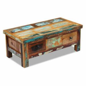 Living Room Coffee Table with Drawers - Reclaimed Wood