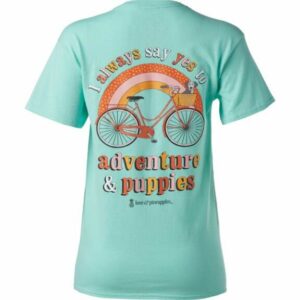 Love & Pineapples Women's Adventure & Puppies Short-Sleeve T-Shirt Green Bright, X-Large - Women's Graphic Tops at Academy Sports