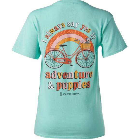 Love & Pineapples Women's Adventure & Puppies Short-Sleeve T-Shirt Green Bright, X-Large - Women's Graphic Tops at Academy Sports Love & Pineapples Women's Adventure & Puppies Short-Sleeve T-Shirt Green Bright, X-Large - Women's Graphic Tops at Academy Sports