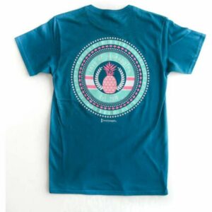 Love & Pineapples Womens Circle Pattern Logo Graphic T-Shirt Blue Dark, X-Large - Women's Graphic Tops at Academy Sports