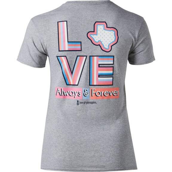 Love & Pineapples Womens Love TX Always and Forever Graphic T-Shirt Gray Light, Small - Women's Graphic Tops at Academy Sports Love & Pineapples Womens Love TX Always and Forever Graphic T-Shirt Gray Light, Small - Women's Graphic Tops at Academy Sports