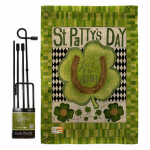 Luck of the Irish Clover Spring St Patrick Garden Flag Set