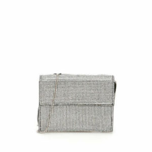 MARCO DE VINCENZO CRYSTAL WALLET WITH CHAIN OS Silver, Black Leather