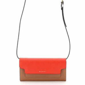 MARNI MULTICOLOR MINI BAG WALLET WITH SHOULDER STRAP OS Brown, Red, Grey Leather