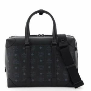 MCM BERLIN SOFT MEDIUM VISETOS BAG OS Black, Grey Leather