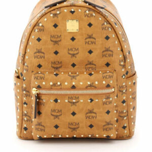 MCM STARK BACKPACK 32 OUTLINE STUDS OS Brown, Black Cotton, Leather