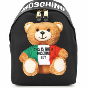 MOSCHINO BACKPACK WITH ITALIAN TEDDY BEAR PRINT OS Black Technical, Leather