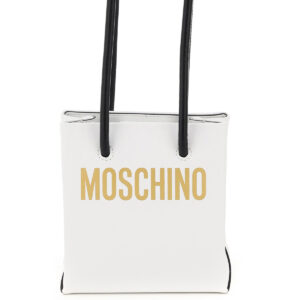 MOSCHINO MINI TOTE BAG WITH LOGO OS White, Black, Gold Leather