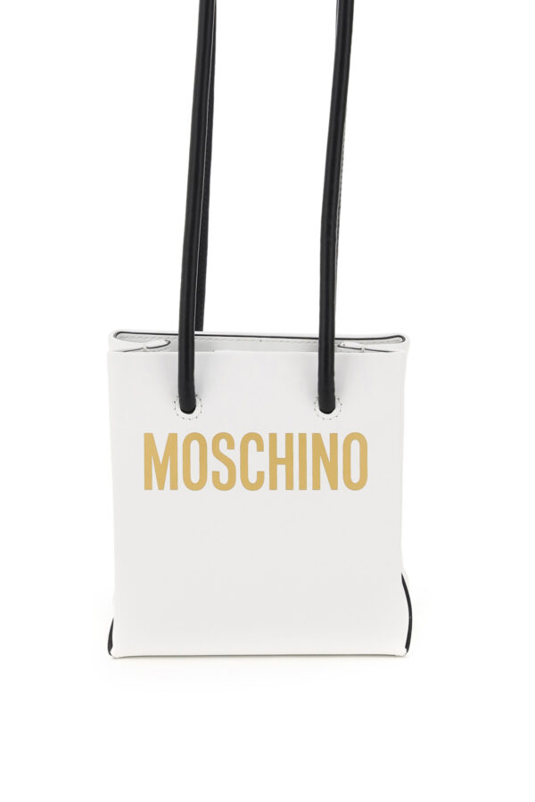 MOSCHINO MINI TOTE BAG WITH LOGO OS White, Black, Gold Leather