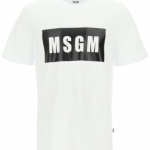 MSGM LOGO BOX T-SHIRT S White, Black Cotton