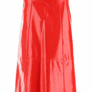 MSGM OSTRICH-EFFECT FAUX LEATHER MIDI SKIRT 40 Red Faux leather