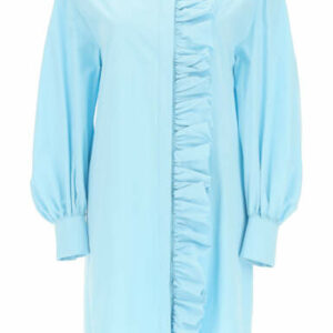 MSGM SHIRT DRESS WITH RUFFLES 38 Light blue Cotton