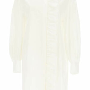 MSGM SHIRT DRESS WITH RUFFLES 38 White Cotton