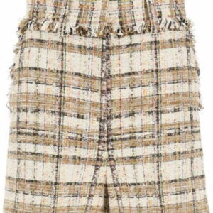 MSGM TARTAN TWEED SHORTS 38 Beige, Brown, Black Cotton