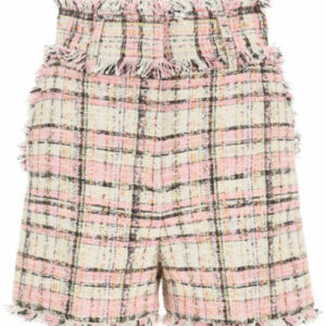 MSGM TARTAN TWEED SHORTS 38 Pink, Beige, Black Cotton