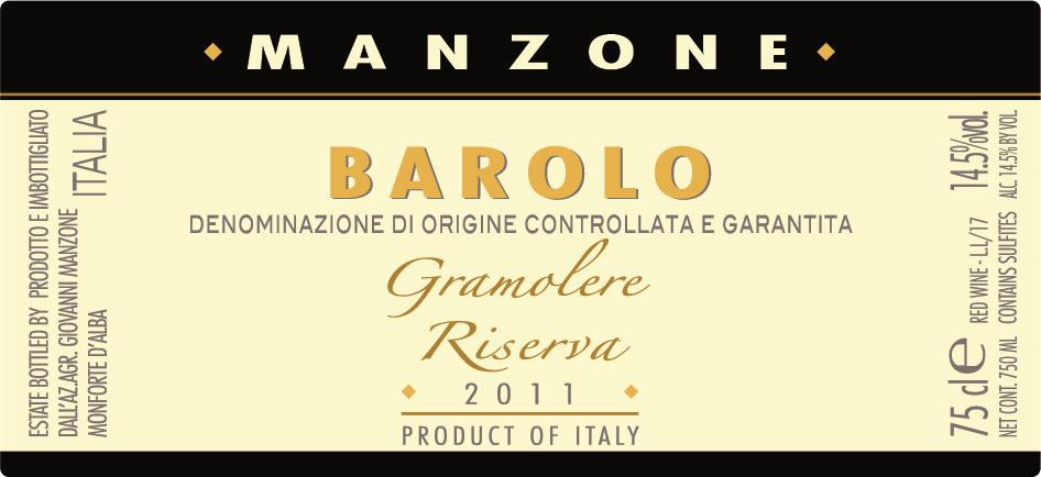 Manzone 2011 Barolo Riserva Le Gramolare - Nebbiolo Red Wine