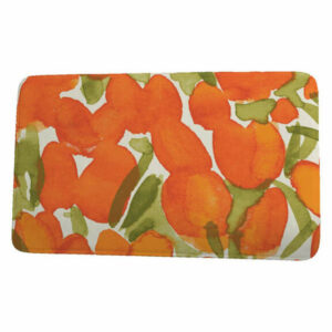 Market Flowers Sunset Tulip Floral Print Bath Mat, Orange, 17"x24"