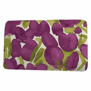 Market Flowers Sunset Tulip Floral Print Bath Mat, Purple, 21"x34"