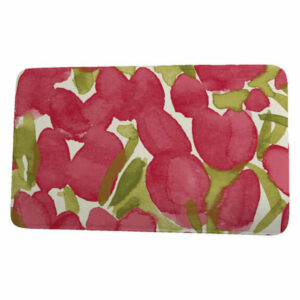 Market Flowers Sunset Tulip Floral Print Bath Mat, Red, 17"x24"