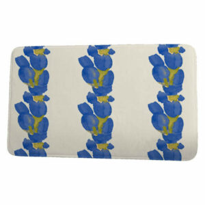 Market Flowers Sunset Tulip Stripe Floral Print Bath Mat, Blue, 21"x34