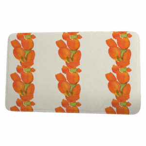 Market Flowers Sunset Tulip Stripe Floral Print Bath Mat, Orange, 21"x