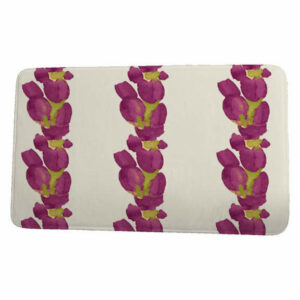 Market Flowers Sunset Tulip Stripe Floral Print Bath Mat, Purple, 21"x