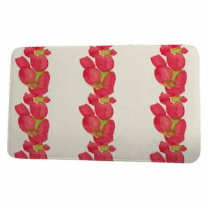 Market Flowers Sunset Tulip Stripe Floral Print Bath Mat, Red, 21"x34"