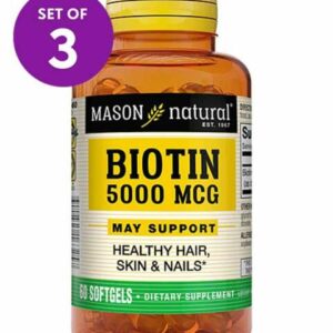 Mason Natural Hair and Nail Supplements - 60-Ct. Super Biotin 5000-mcg Softgels - Set of 3