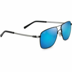 Maui Jim Haleiwa Polarized Aviator Sunglasses Black Gloss - Case Sunglasses at Academy Sports