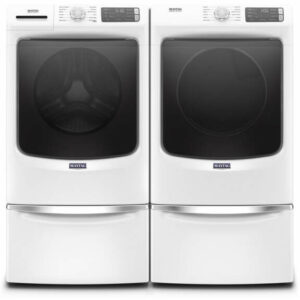 Maytag 4.8 CuFt Front Load Washer, Electric Dryer & Pedestals Package