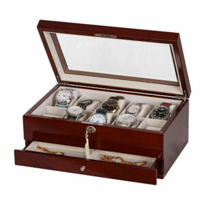 Mele & Co. Walnut Glass Top Watch Box, One Size , Walnut