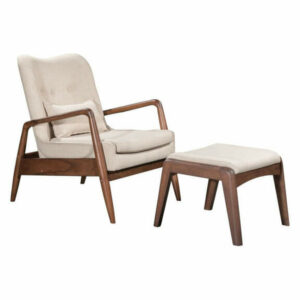 Modern Contemporary Living Lounge Room Lounge Chair & Ottoman, Beige,