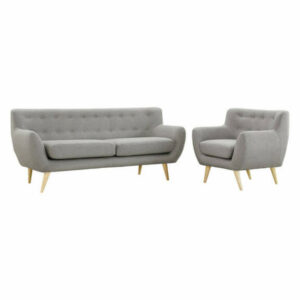 Modern Contemporary Living Room 2-Piece Set, Gray, Fabric, Plywood