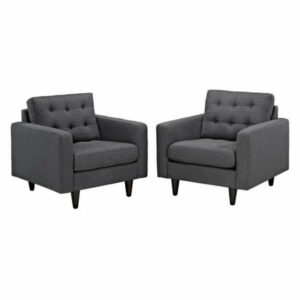 Modern Contemporary Living Room Armchair Set of 2 Gray