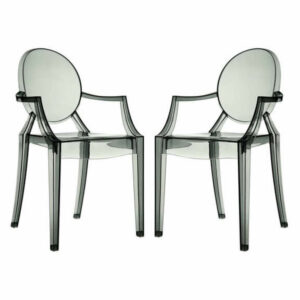 Modern Urban Living Room Clear Dining Armchairs Set of 2 Clear Smoke