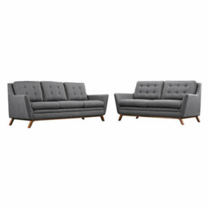 Modway Beguile Living Room Set Upholstered Fabric, Set of 2, Gray