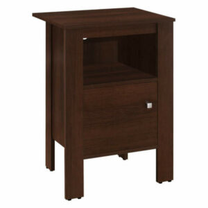 Monarch Living Room Accent Table - Top Night Stand w/ Storage, Cherry