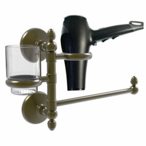 Monte Carlo Hair Dryer Holder and Organizer, Antique Brass