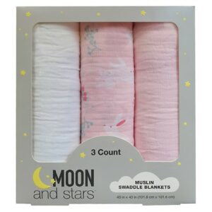 Moon & Stars Muslin Swaddle Blankets - 3.0 ea